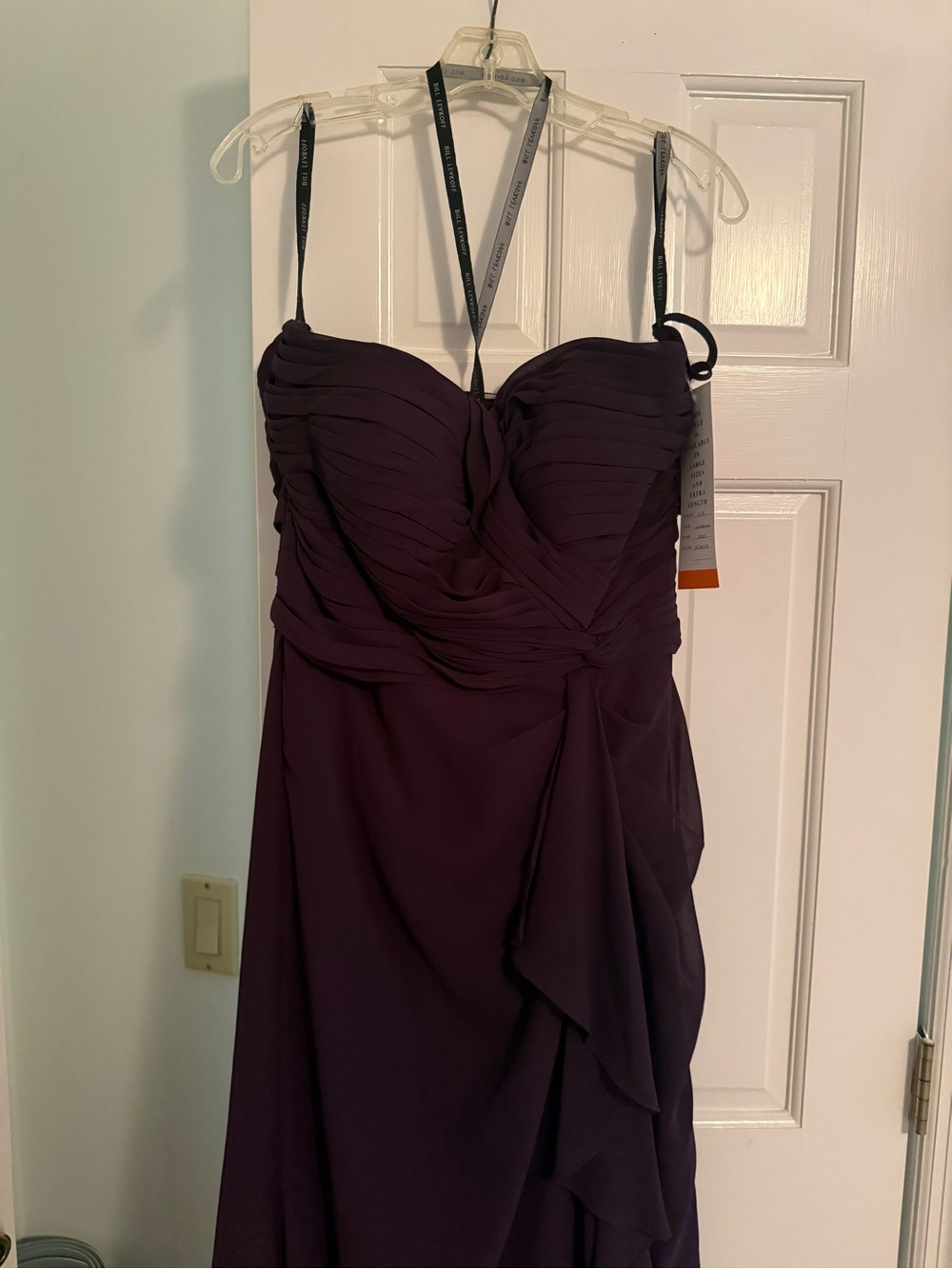Bill Levkoff Strapless Ruched Gown in Plum